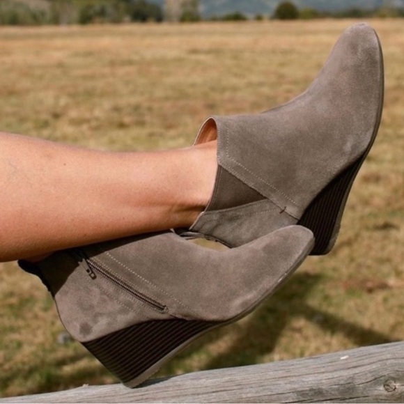 Vionic Shoes - Vionic Paloma Wedge Booties In Greige Suede Weather Resistant Women's Size 9